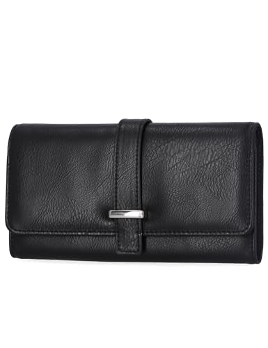 Mundi File Master Womens RFID Blocking Wallet Clutch Organizer With Change Pocket - color: Black (Bar), size: One Size