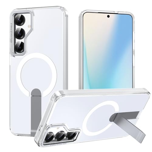 for Samsung Galaxy-S25-Plus Case/Samsung Galaxy-S24-Plus Case with Stand: Strong Magnetic Compatible with MagSafe for S25+/S24+, Rugged Protection, Slim Fit & Crystal Clear Cover, Clear - color: Clear, size: Galaxy S24/S25 Plus 6.7"