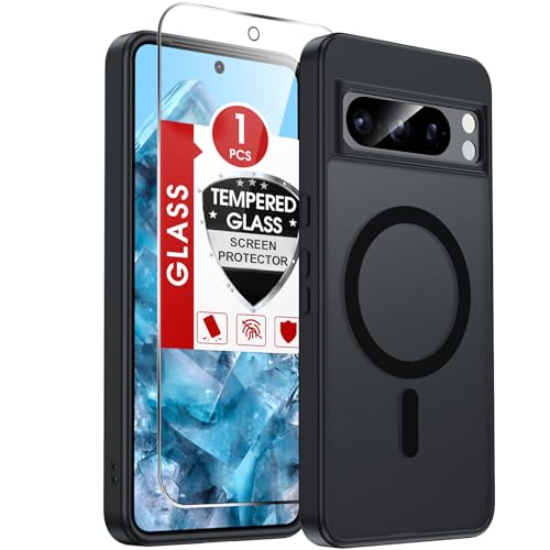 LeYi for Pixel-8-Pro Case with Screen Protector [Mag-Safe Fit], Black | Google Pixel 8 Pro Case Textured Unlocked Smartphones 8pro Cover Rugged Luxury Translucent Shell Funda para Pixel 8 Pro Phone - color: Black, size: Pixel 8 Pro (6.7 Inch)