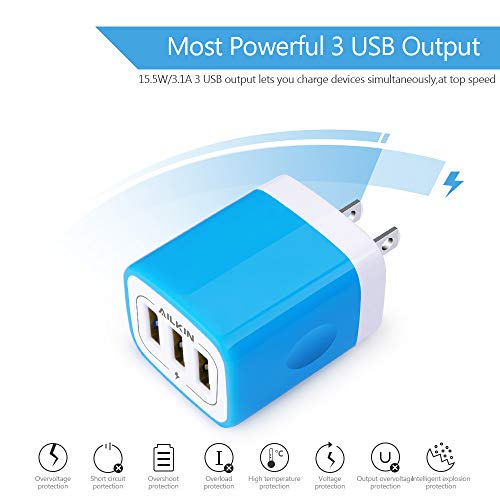 Wall Charger, USB Charger Adapter, 3.1A/3Pack Muti Port Fast Charging Cube - color: Multicolor-1