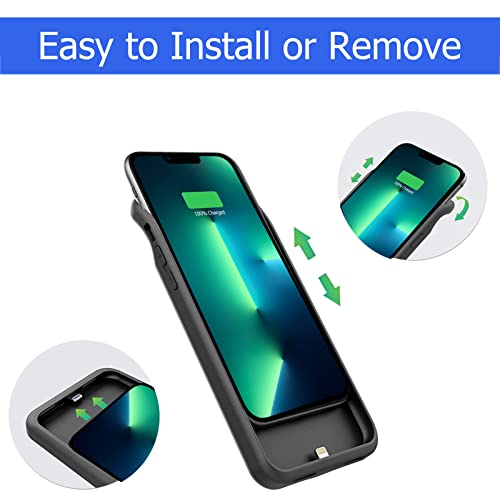 Battery Case for iPhone 13 Pro Max, [12000mAh] Enhanced Portable Protective Qi Wireless Charger Case Battery Pack with CarPlay Wireless Charging Case Compatible for iPhone 13 Pro Max (6.7 inch)-Black - size: iPhone 13 Pro Max