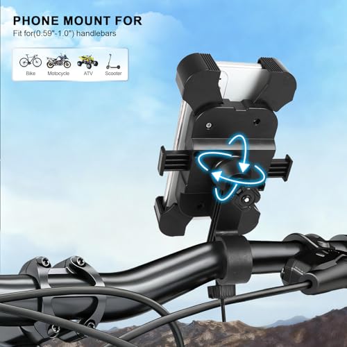 Bike Phone Mount Holder, Motorcycle Phone Mount, 3rd-Gen Anti Vibration for Scooter, E-Bicycle, Durable Phone Holder Handlebar[1s Release] Suitable for Smartphones 4.7-7.1",