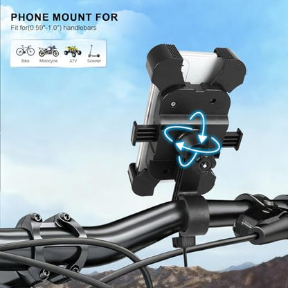 Bike Phone Mount Holder, Motorcycle Phone Mount, 3rd-Gen Anti Vibration for Scooter, E-Bicycle, Durable Phone Holder Handlebar[1s Release] Suitable for Smartphones 4.7-7.1",