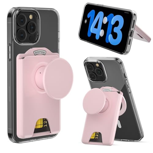 Grippopso for MagSafe Wallet Stand, Magnetic Wallet Stand Adjustable, Pink - color: Pink