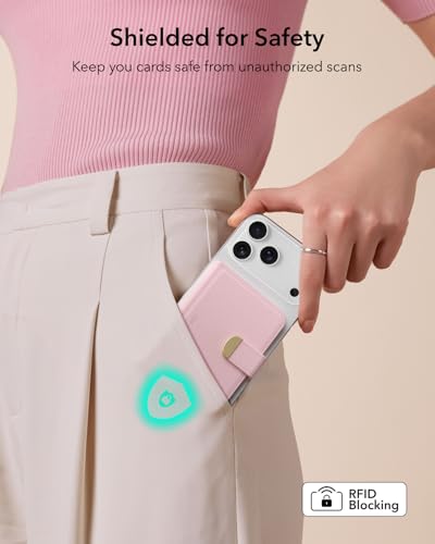 ESR Aura Clutch for MagSafe Wallet for Women, 5 Card Holder, RFID Blocking - color: Bubblegum Pink