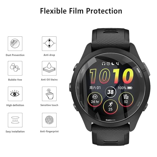 6-Pack for Garmin Forerunner 265 Screen Protector, Soft Flexible TPU Ultra-Thin Self-Healing Bubble-Free Protective Film for Garmin Forerunner 265, HD Clear Case-Friendly - size: Garmin Forerunner 265