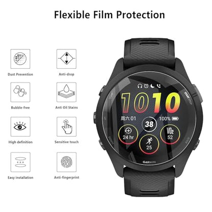 6-Pack for Garmin Forerunner 265 Screen Protector, Soft Flexible TPU Ultra-Thin Self-Healing Bubble-Free Protective Film for Garmin Forerunner 265, HD Clear Case-Friendly - size: Garmin Forerunner 265
