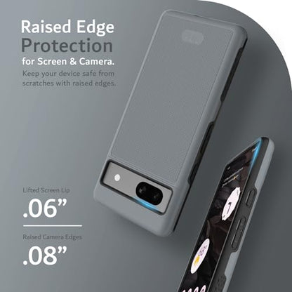 TUDIA MergeGrip [Dual Layer] Google Pixel 7a Case (2023), [Military Grade Drop Tested] Raised Edge for Screen&Camera Protection Slim Tough Heavy Duty 7A Phone Cases Cover - Gray - color: Gray, size: Standard Pixel 7a