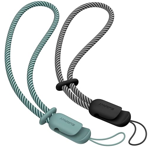 SURPHY 2 Pack Phone Lanyard, Phone Wrist Strap for Case, Camera Wrist Strap - color: Black & Green