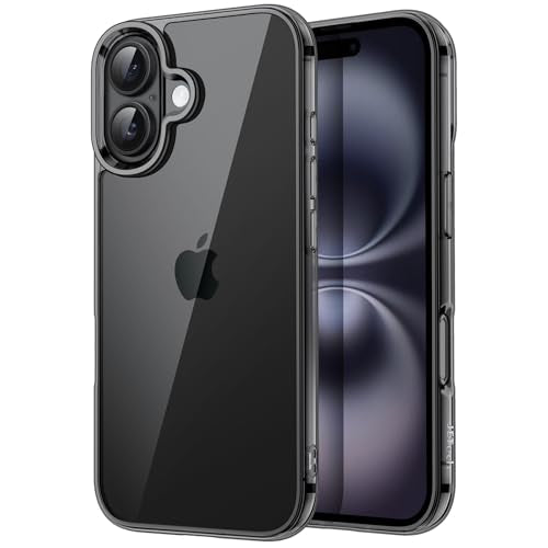 JETech Case ONLY for iPhone 16 Plus 6.7-Inch, Non-Yellowing Shockproof Phone Bumper Cover, Anti-Scratch Clear Back (Black) - color: Black, size: iPhone 16 Plus