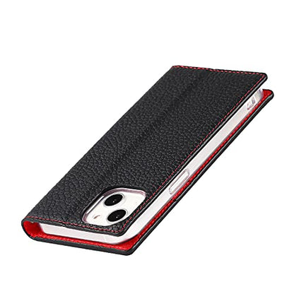 iCoverCase Compatible with iPhone 13 Wallet Case, RFID Blocking Genuine Leather Magnetic Case with Wrist Strap and Card Slots Kickstand Feature Flip Cover 6.1 Inch (Black) - color: Black, size: iPhone 13