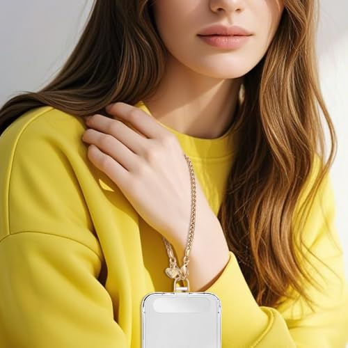 Phone Charm Strap Detachable Wrist Strap For iPhone Anti Theft Strap Phone Chain Wristlet - color: Gold