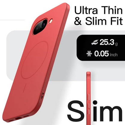 JETech Magnetic Slim Case for Google Pixel 10a, Berry | Compatible with MagSafe, Anti-Slip Grip, Full Camera Lens Protection, Ultra-Thin Lightweight, Matte Finish Phone Cover - color: Berry
