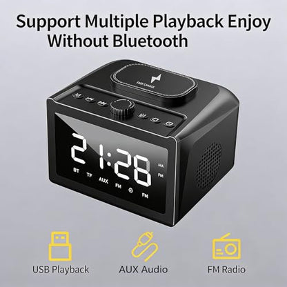 Multifunctional Wireless Charger, Wireless Charging Station with Time and Alarm Clock, Charging Dock with Bluetooth Speaker, 15W Wireless Fast Charging, All-in-One Charging Base,S31 Black. - color: Multifunctional Alarm Clock S31 Black