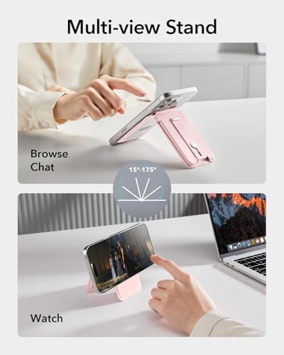ESR for MagSafe Wallet Stand with Grip, 5 Card Holder, RFID Blocking - color: Bubblegum Pink