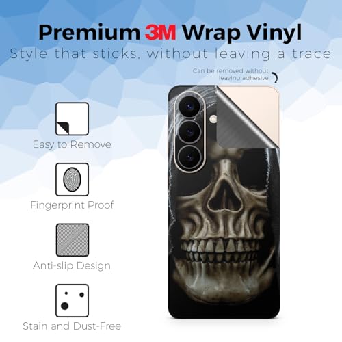 Glossy Glitter Phone Skin Compatible with Samsung Galaxy S26 - Reaper Skull - Premium 3M Vinyl Protective Wrap Decal Cover - Easy to Apply | Crafted in the USA by MightySkins - color: Reaper Skull, size: Galaxy S26 (Back Wrap), style: Glossy Glitter Finis