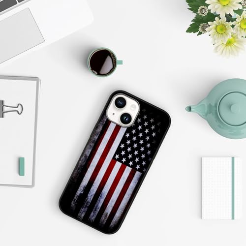 Compatible with iPhone 14 Case American Flag Pattern | Anti-Scratch Hard PC Back, Non-Slip Soft TPU Sides, Shockproof Protection Cover - color: American Flag