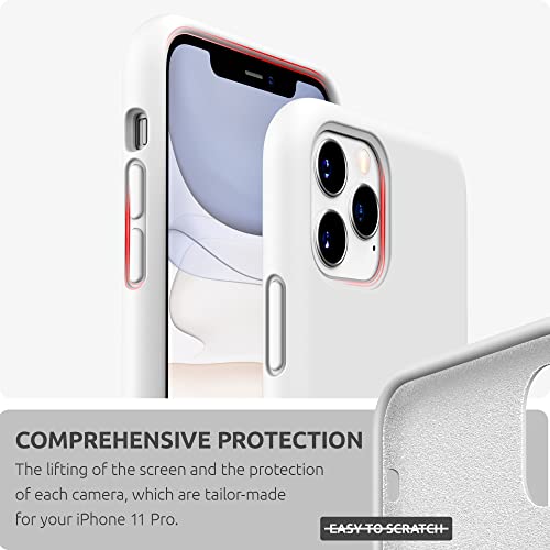SURPHY Compatible with iPhone 11 Pro Max Case 6.5 inches, Thickened Liquid Silicone Phone Case (with Microfiber Lining) for iPhone 11 Pro Max 2019, White - color: White