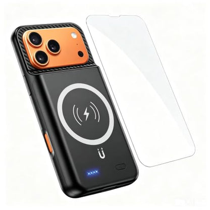 Battery Case for iPhone 17 Pro Max, 10000mAh Rechargeable Portable Charger Case with Wireless Charging Extend Battery Pack Charger Cover (6.9 inch) Black