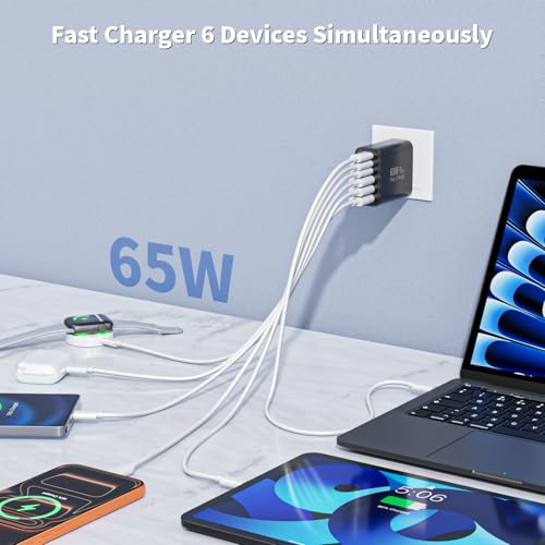 3 Pack 65W Apple USB C Charger Fast Charging,PD Power Adapter+ QC Wall Plug - color: Black, size: 3Pack