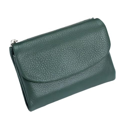 Unisex Pebble Leather Wallet, 5.3In Short Genuine Leather Coin Card Holder, Unisex Clutch Bags, Can Hold Coins, Id Cards - color: Green