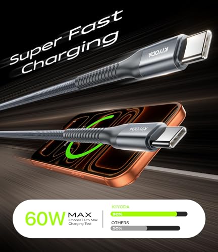 USB C to C Cable 60W Fast Charging 3FT, USB C to USB C Cable for CarPlay - color: Grey, size: 3FT, style: USB C to USB C
