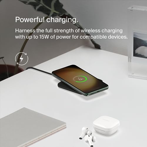 Belkin 15W Wireless Charging Pad, Compact Qi Charger for iPhone, Galaxy