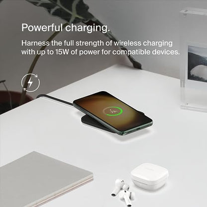 Belkin 15W Wireless Charging Pad, Compact Qi Charger for iPhone, Galaxy