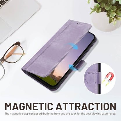 for Galaxy A17 5G Phone Case Wallet and Wrist Strap (Purple) | Card Holder Slots, PU Leather, Flip Cover, Magnetic Closure, Kickstand, Folio Protective, for Samsung A17 Case - color: Purple