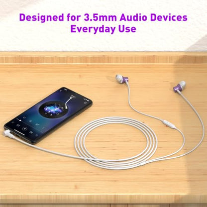 Wired Earbuds 3.5mm Headphones with Mic for Laptop PC Chromebook,Purple - color: Purple