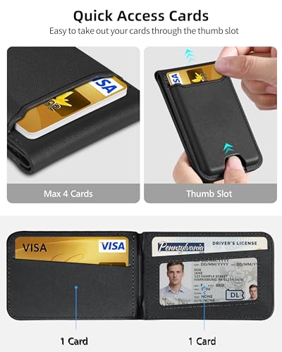For Magsafe Wallet Stand, 6 Cards Holder, RFID Blocking | Strongest Magnetic Wallet for iPhone 17/16/15/14/13/12 Series, Magnetic Card Holder, ID Window, Vegan Leather, Black - color: Black