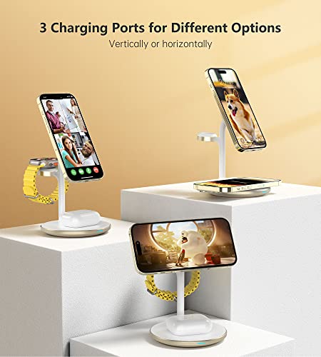 3 in 1 Magnetic Wireless Charging Station for Apple Devices,15W for Magsafe - color: Gold