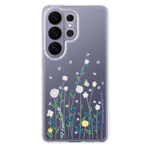 for Samsung Galaxy S26 Ultra Case,Cute Floral Clear/Floral Pattern Sleek Slim Protective Phone Case for Women Girls,Aesthetic Pattern Print TPU Bumper Shockproof Cover for S26 Ultra - color: Clear/Floral, size: S26 Ultra