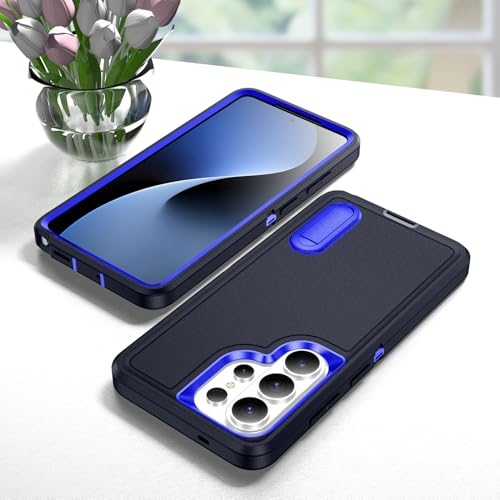 for Samsung Galaxy S26 Ultra Case with Kickstand Case 3-Layer Military Grade Protective Case Cover Silicone Heavy Duty Rugged Shockproof for Galaxy S26 Ultra Phone Case (Navy+Blue) - color: Navy+Blue
