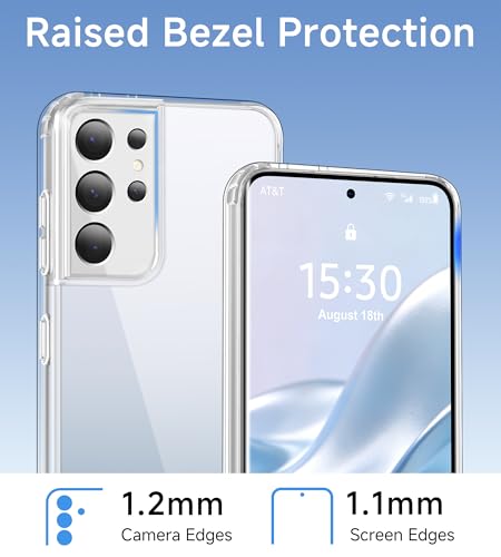 USLAI Case for Samsung Galaxy S21 Ultra, Anti-Yellowing, Crystal Clear Back, Shockproof & Military‑Grade Drop Protection - Transparent - color: Clear, size: Galaxy S21 Ultra