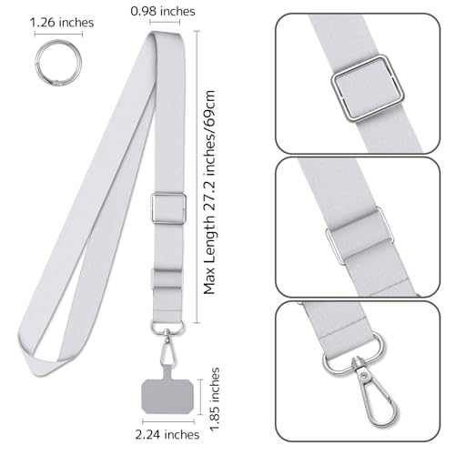 2 Pack Phone Lanyard Cell Phone Lanyard Crossbody Adjustable Phone Strap for Use Around the Neck Cell Phone Lanyard - color: Gray