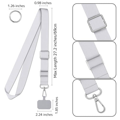 2 Pack Phone Lanyard Cell Phone Lanyard Crossbody Adjustable Phone Strap for Use Around the Neck Cell Phone Lanyard - color: Gray