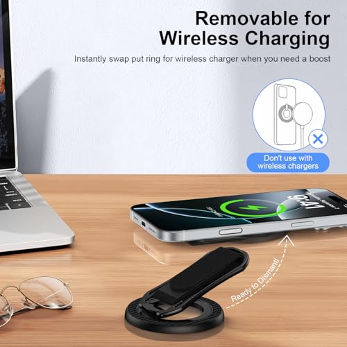 Magnetic Phone Grip for Samsung S26 Ultra S25 S24 Ultra MagSafe Kickstand - color: Black