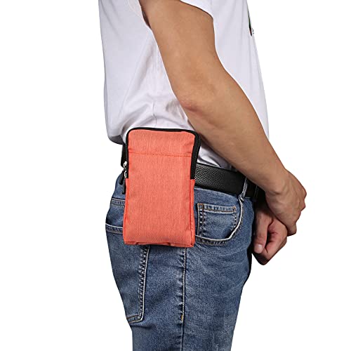 QBYVQQN Cell Phone Waist Belt Holster Mens, Waterproof Zipper Crossbody Smartphone Shoulder Messenger Bag Wallet Sling Bag - color: Orange, size: 7.2 INCH