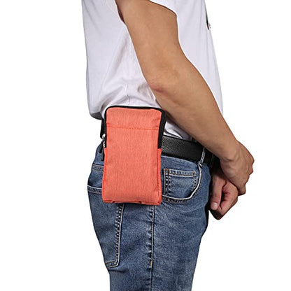 QBYVQQN Cell Phone Waist Belt Holster Mens, Waterproof Zipper Crossbody Smartphone Shoulder Messenger Bag Wallet Sling Bag - color: Orange, size: 7.2 INCH