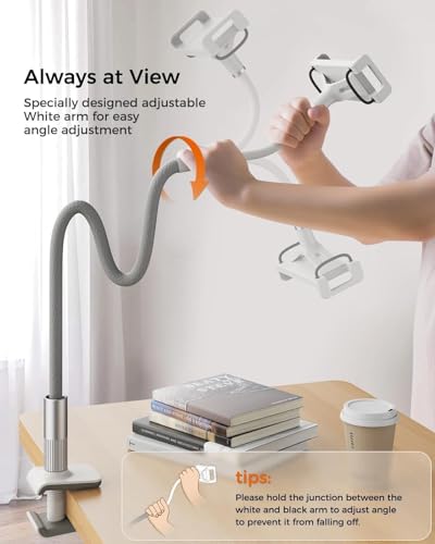 SAIJI 39.3" Gooseneck Kindle Holder with Long Battery Remote Page Turner - color: Grey