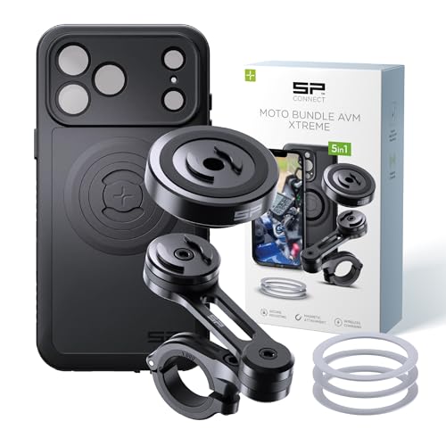 SP CONNECT Moto Bundle II AVM Xtreme | SPC+ |Compatible with iPhone 17 Pro Max | Phone Mount for Motorcycle | Motorcycle Phone Holder | Handlebars - style: for iPhone 17 Pro Max