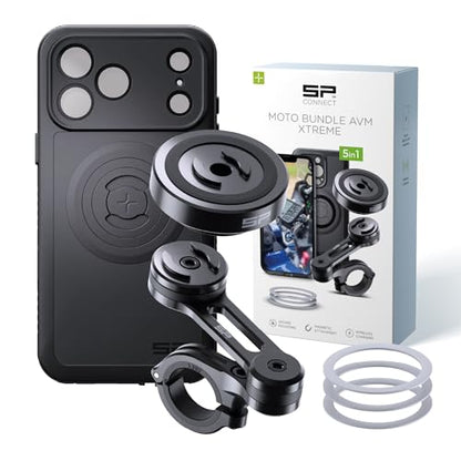 SP CONNECT Moto Bundle II AVM Xtreme | SPC+ |Compatible with iPhone 17 Pro Max | Phone Mount for Motorcycle | Motorcycle Phone Holder | Handlebars - style: for iPhone 17 Pro Max