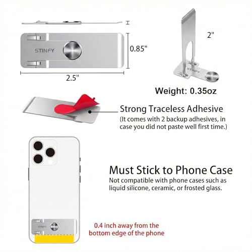 Phone Slim Stand Thin Kickstand for iPhone Phone Case Sliver 1-Pack - color: Sliver