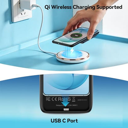 NEWDERY 9500mAh Battery Case for Samsung Galaxy S26 Plus/S25 Plus Black | Protable Charger Case with Led Indicators, Qi Wireless Charging Supported, Rechargeable Battery Pack for Travel Use - size: For Galaxy S26 Plus 6.7"