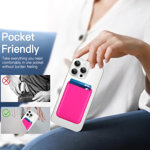 Compatible with MagSafe Wallet, Leather TPU Protective, Hot Pink - color: Hot Pink