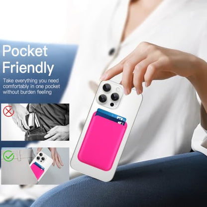 Compatible with MagSafe Wallet, Leather TPU Protective, Hot Pink - color: Hot Pink
