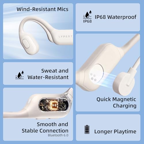 LYPERTEK SoundFree S30 Bone Conduction Headphones, Swimming Headphones - color: SOUNDFREE S30-Beige