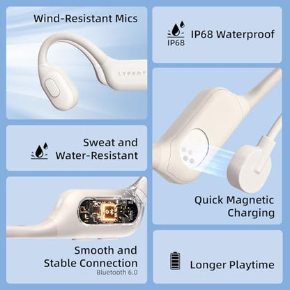 LYPERTEK SoundFree S30 Bone Conduction Headphones, Swimming Headphones - color: SOUNDFREE S30-Beige