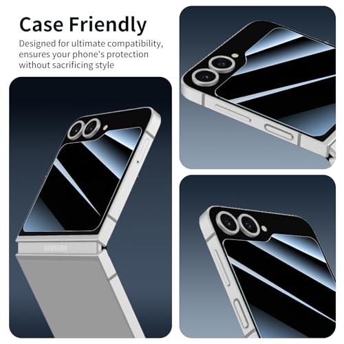 Privacy Screen & Camera Lens Protector for Samsung Galaxy Z Flip6, Double Shatterproof Anti-Spy Tempered Glass, Private Black Protection, 9H Hardness Anti-Scratch Case-Friendly, 3 Pack Each - color: Flip6 Black